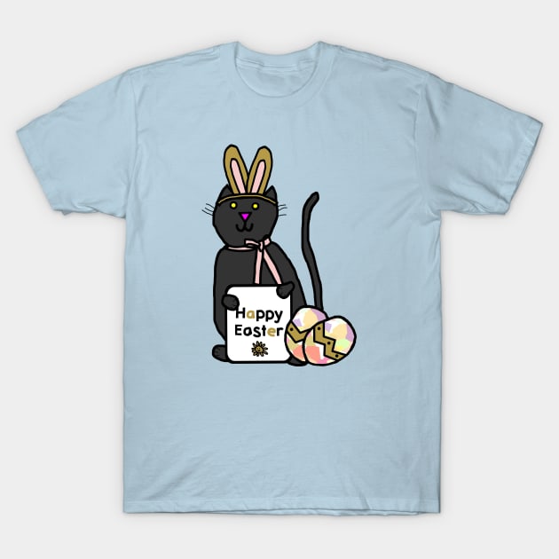 Happy Easter Bunny Ears Cat T-Shirt by ellenhenryart